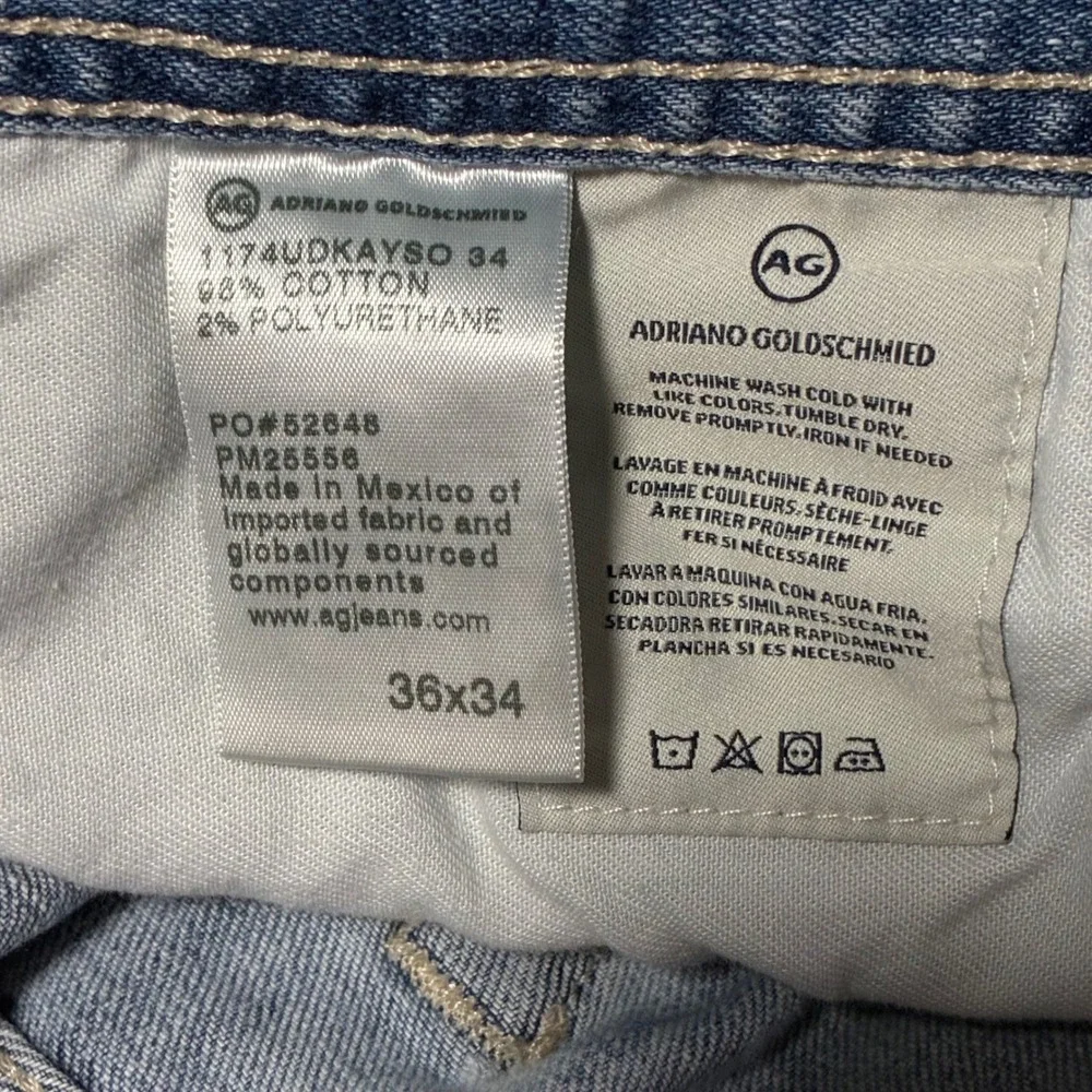 AG Graduate Tailored Leg Denim Jeans‎ Mens 36x34 Light Wash Blue